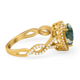 Art Deco Oval Natural Stone Twisted Ring