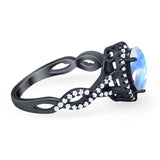 Art Deco Oval Natural Stone Twisted Ring