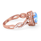 Art Deco Oval Natural Stone Twisted Ring