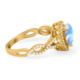 Art Deco Oval Natural Stone Twisted Ring