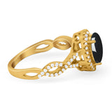 Art Deco Oval Natural Stone Twisted Ring
