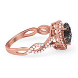 Art Deco Oval Natural Stone Twisted Ring
