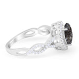 Art Deco Oval Natural Stone Twisted Ring
