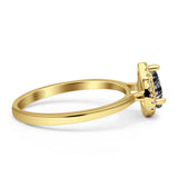 Pear Teardrop Halo Solitaire Ring