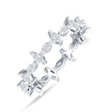 Minimalist 5mm Full Eternity Marquise Band Cubic Zirconia 925 Sterling Silver