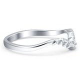 Half Eternity Cubic Zirconia Chevron Ring Wedding Band 925 Sterling Silver