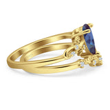 Two Piece Pear Natural Stone Chevron Ring