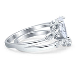 Two Piece Pear Natural Stone Chevron Ring