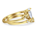 Two Piece Pear Natural Stone Chevron Ring