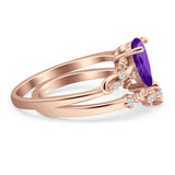 Two Piece Pear Natural Stone Chevron Ring