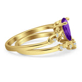 Two Piece Pear Natural Stone Chevron Ring
