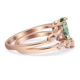 Two Piece Pear Natural Stone Chevron Ring