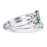 Two Piece Pear Natural Stone Chevron Ring