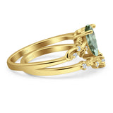 Two Piece Pear Natural Stone Chevron Ring
