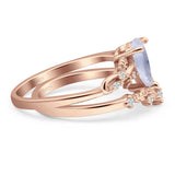Two Piece Pear Natural Stone Chevron Ring