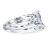 Two Piece Pear Natural Stone Chevron Ring