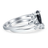 Two Piece Pear Natural Stone Chevron Ring