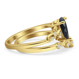 Two Piece Pear Natural Stone Chevron Ring