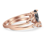 Two Piece Pear Natural Stone Chevron Ring