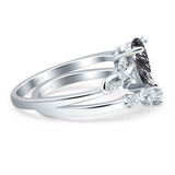 Two Piece Pear Natural Stone Chevron Ring