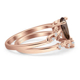 Two Piece Pear Natural Stone Chevron Ring