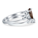 Two Piece Pear Natural Stone Chevron Ring