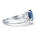 Two Piece Oval Natural Stone Chevron Rings