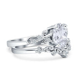 Two Piece Oval Natural Stone Chevron Rings