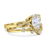 Two Piece Oval Natural Stone Chevron Rings
