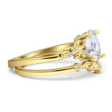 Two Piece Oval Natural Stone Chevron Rings