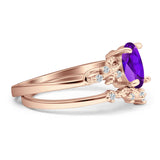 Two Piece Oval Natural Stone Chevron Rings