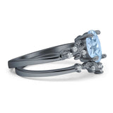 Two Piece Oval Natural Stone Chevron Rings