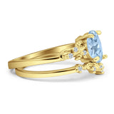 Two Piece Oval Natural Stone Chevron Rings