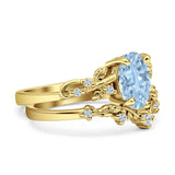 Two Piece Oval Natural Stone Chevron Rings