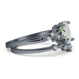 Two Piece Oval Natural Stone Chevron Rings