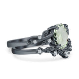 Two Piece Oval Natural Stone Chevron Rings