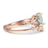 Two Piece Oval Natural Stone Chevron Rings