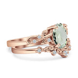 Two Piece Oval Natural Stone Chevron Rings
