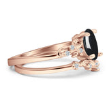 Two Piece Oval Natural Stone Chevron Rings