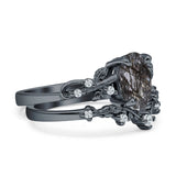 Two Piece Oval Natural Stone Chevron Rings