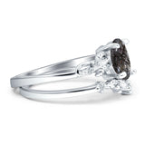 Two Piece Oval Natural Stone Chevron Rings