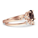 Two Piece Oval Natural Stone Chevron Rings