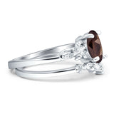 Two Piece Oval Natural Stone Chevron Rings