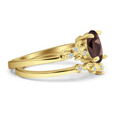 Two Piece Oval Natural Stone Chevron Rings