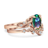 Two Piece Oval CZ Ring