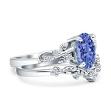Two Piece Oval CZ Ring