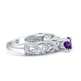 Art Deco Round Natural Stone Filigree Ring