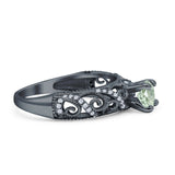 Art Deco Round Natural Stone Filigree Ring
