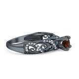 Art Deco Round Natural Stone Filigree Ring