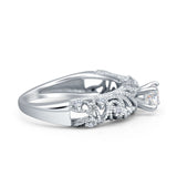 Art Deco 6.2mm Round Cubic Zirconia Beaded Filigree Ring 925 Sterling Silver
